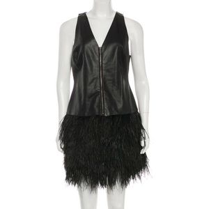 Robert Rodriguez leather and ostrtitch feather dress. Sz s